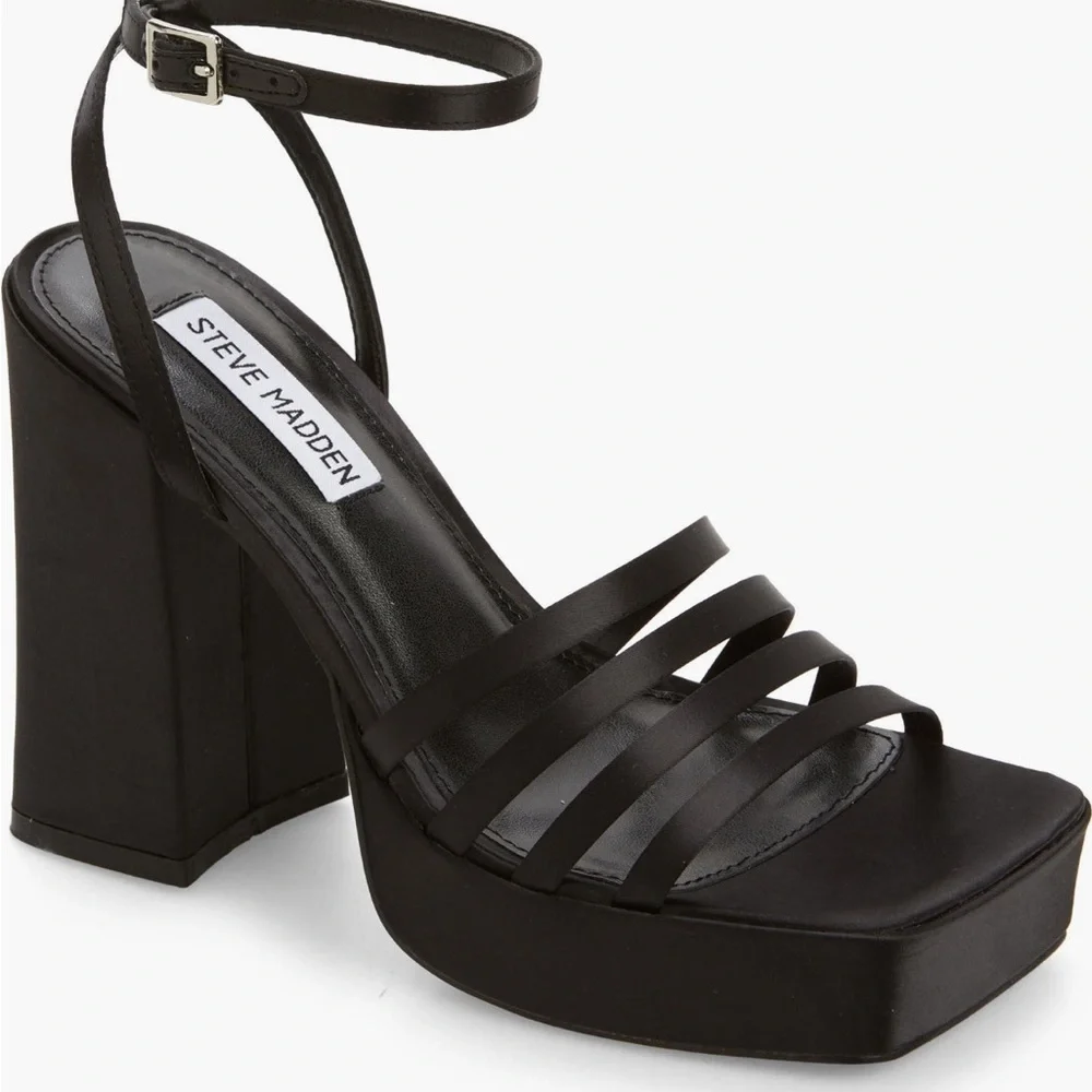 Steve Madden Heels Disco Black Platform Sandals New with Tags - Picture 3 of 15